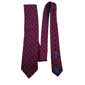 J.Z Richards‎ Red Baby Blue & Navy Blue 100% Silk Men's Neck Tie Handmade In Usa